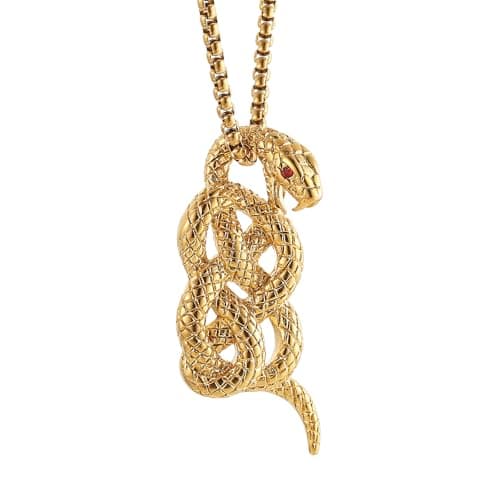 Vintage Gothic Stainless Steel Snake Pendant Necklace for Men