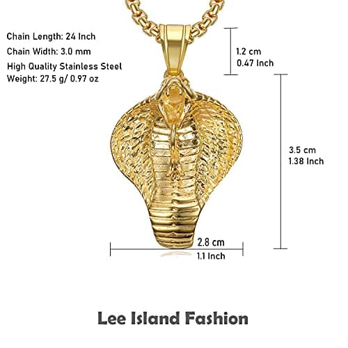 Gothic Snake Pendant Necklace for Men and Women