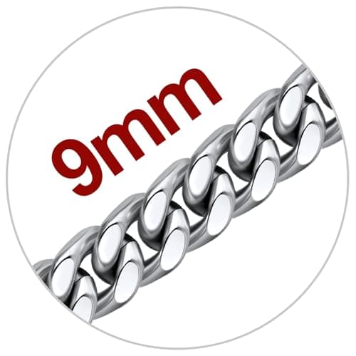 Black 14K Gold-Plated U7 Stainless Steel Cuban Chain, 5mm-12mm, 18-30 inches