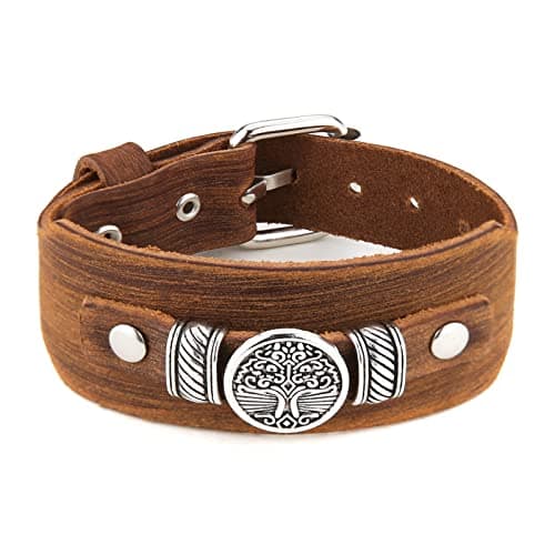 HZMAN Leather Braided Viking Bracelets for Men - Biker Vintage Talisman Jewelry Gift
