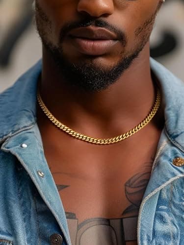 ChainsPro Men's Chunky Cuban Chain Necklace, Gold Plated, 18-30inch Length