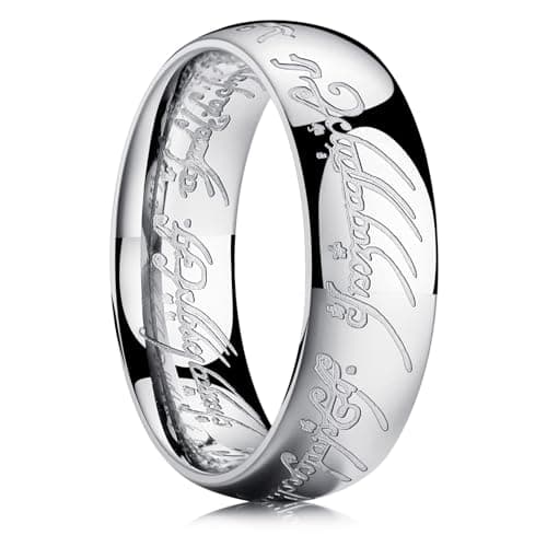 King Will Men's 7/8mm One Lord Magic Power Gold/Black/Silver Polished Comfort Fit Wedding Band Size 5-15