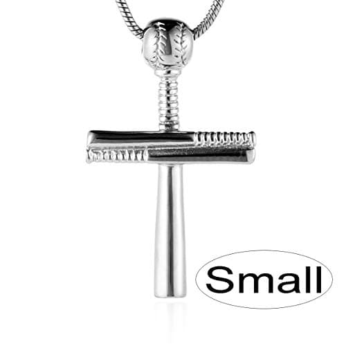 HZMAN Stainless Steel Baseball Bat Cross Necklace - Large & Small Options