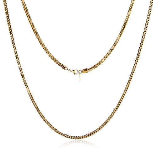 Stainless Steel Franco Square Box Link Chain Necklace for Men and Women