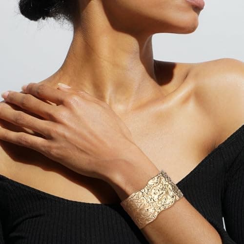 HZMAN Thick Wide Open Hinge Bangle Bracelets for Women Jewelry Gift