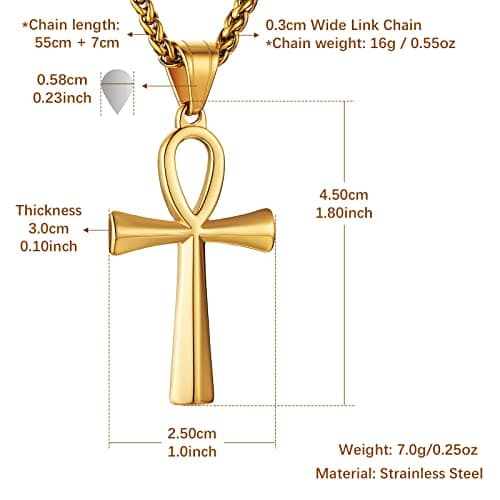 Men's Stainless Steel Ankh Cross Necklace for the audience of men.