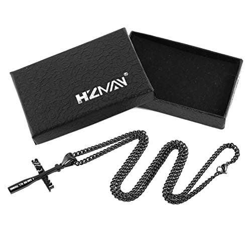 HZMAN Softball Bat Cross Pendant, I CAN DO ALL THINGS STRENGTH Bible Verse Necklace