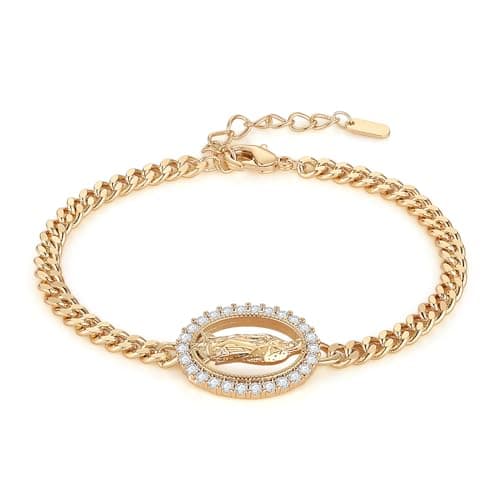 Dainty 14K Gold Plated Retro Religious Bracelet for Women