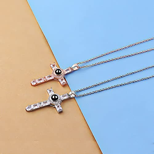 Personalized Stainless Steel Cross Pendant Necklace with Lord's Prayer Engraving Christian Jewelry