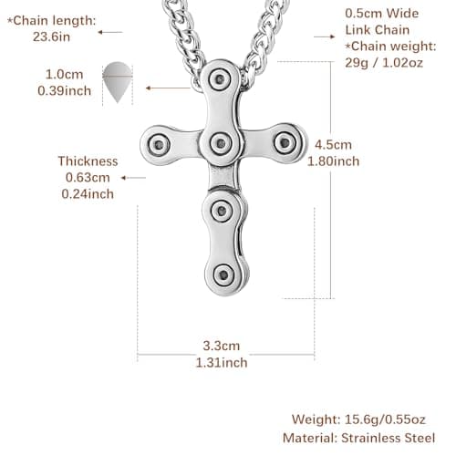 HZMAN Rotatable Silver Cross Necklace for Men Jewelry Gift