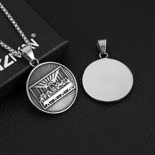 HZMAN Stainless Steel Last Supper Necklace for Men