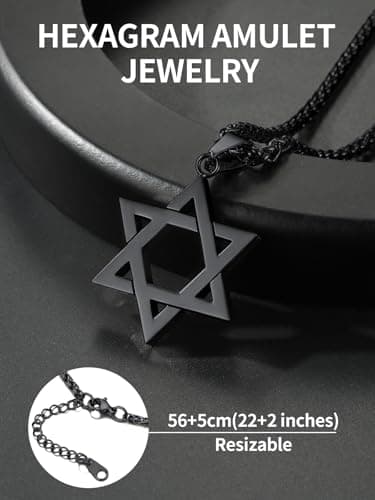 ChainsHouse Magen Star of David Necklace, Stainless Steel/18K Gold Plated Hexagram Jewelry