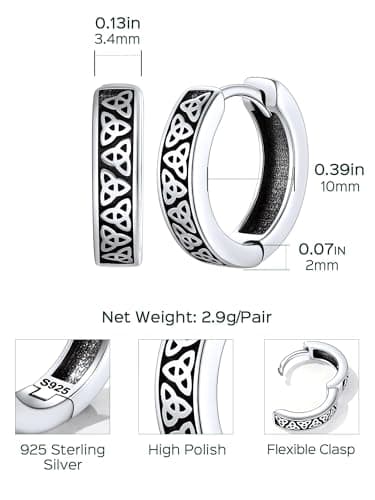 Chic Silver Hypoallergenic Celtic Hoop Earrings for Men Gift for Dad