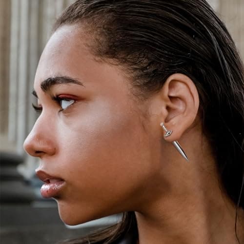 HZMAN Gothic Punk Stainless Steel Dagger Earrings for Men and Women