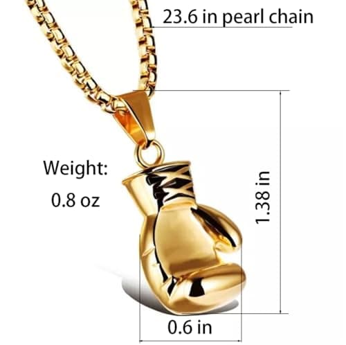 LXSSLY Punk Chain Boxing Gloves Charm Pendant, Stainless Steel Necklace