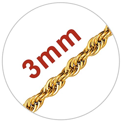 Figaro Chain Necklace - 3mm-9mm Stainless Steel, 18K Gold Plated, 16"-30"
