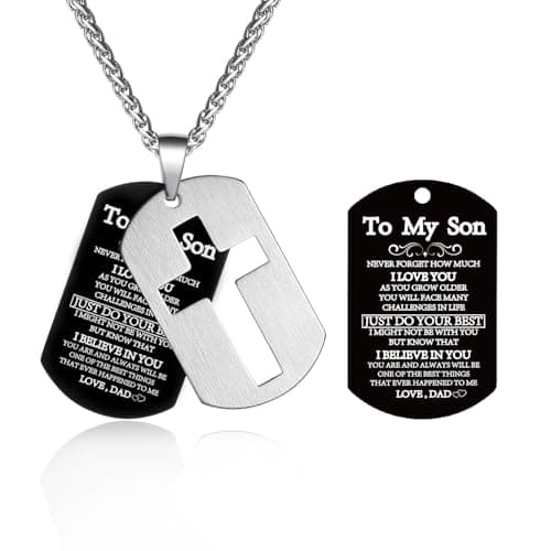Stainless Steel Cross Necklace for Men and Boys with Lord's Prayer Pendant