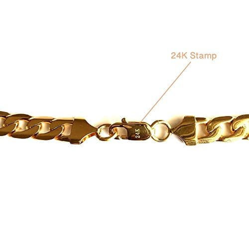 Hollywood 9.2mm Solid 24k Gold Cuban Chain Necklace Diamond Cut Gift