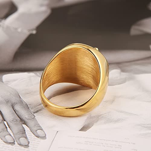 HZMAN Gold Lion Head Ring - Norse Style Heavy Metal Punk Gothic Amulet