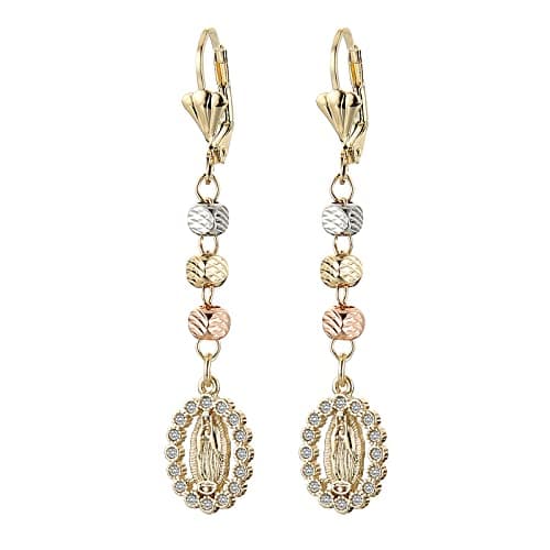 14K Gold Plated Virgin Mary Dangle Earrings for Women Girls
