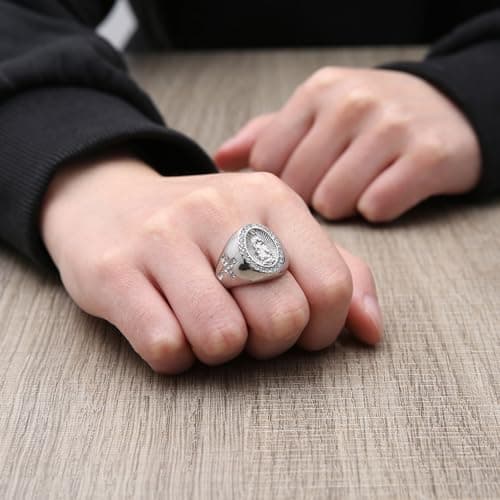 HZMAN Dainty Stainless Steel Virgin Mary & Our Lady of Guadalupe Ring Jewelry Gift