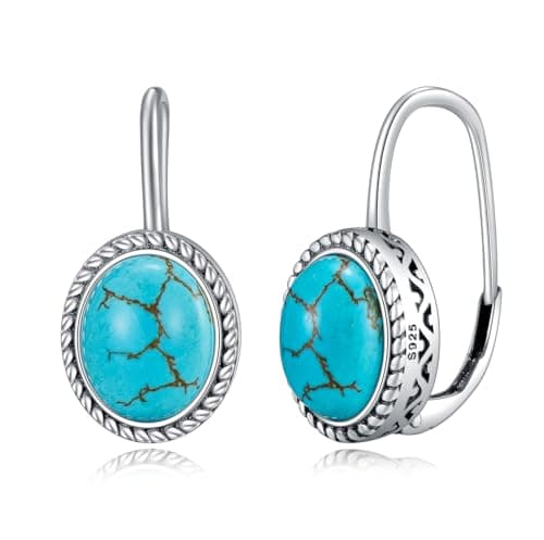 Lvoryance Genuine 10-11mm Green Turquoise Leverback Earrings