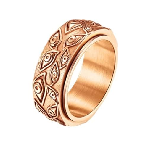 Vintage Men's Stainless Steel Engraved Eye of God Ring - Black Gold Tone