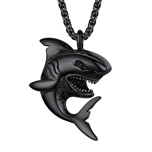 ProSteel Punk Rock Stainless Steel Shark Necklace, Black/Gold/Silver, Adjustable 22-24inch