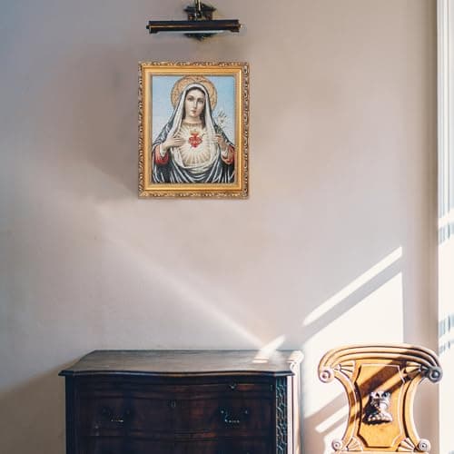 HZMAN Virgin Mary Retro Handmade Wall Art - Sacred Heart Picture Frame for Living Room/Bedroom (10x8 inch)