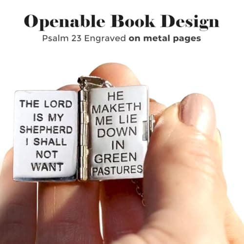 SHOP LC Holy Bible Pendant Cross Necklace - Stainless Steel Christian Jewelry for Women