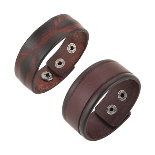 HZMAN Brown Retro Leather Cuff Bracelet for Men