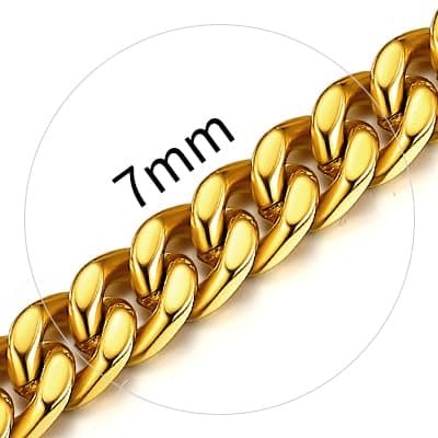 ChainsHouse 18K Gold Miami Cuban Chain Necklace, Black, 5mm-14mm Width, Durable Gift Box