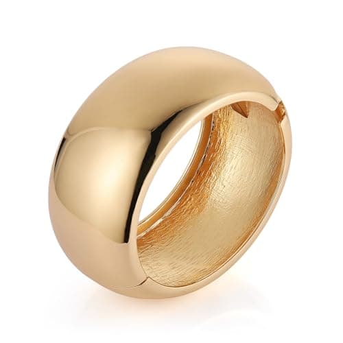 HZMAN Thick Wide Polished Open Hinge Bracelet for Women