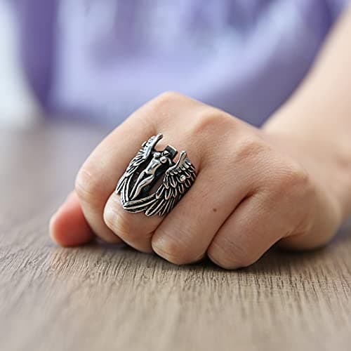 Vintage Angel Wing Stainless Steel Ring