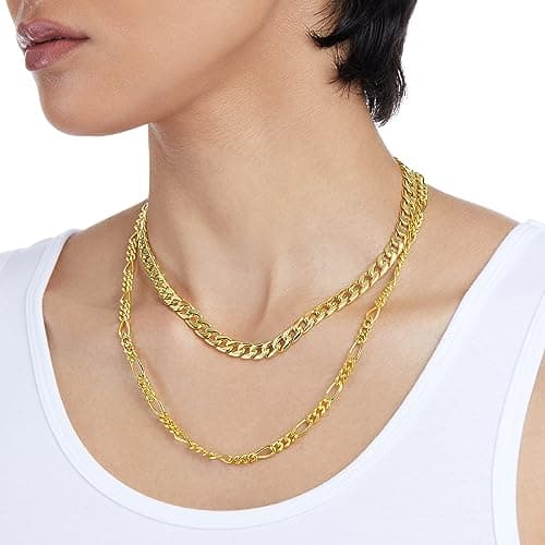 Amazon Essentials 5mm Plated Figaro Chain Necklace