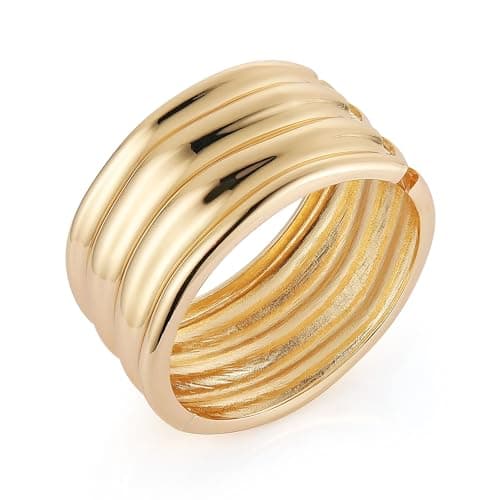 HZMAN Thick Wide Irregular Open Hinge Bracelet for Women