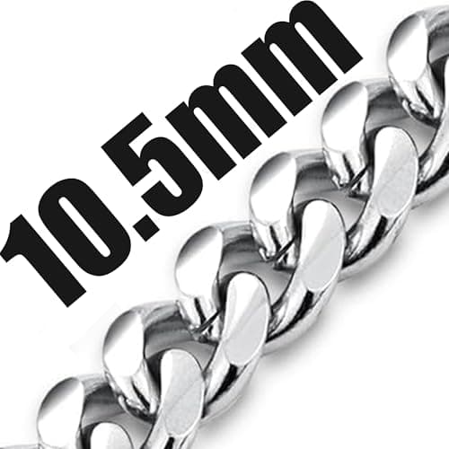 Fiusem Men's 14K Gold Plated Stainless Steel Chain Necklace, Silver Tone/Black, 16-28 Inches