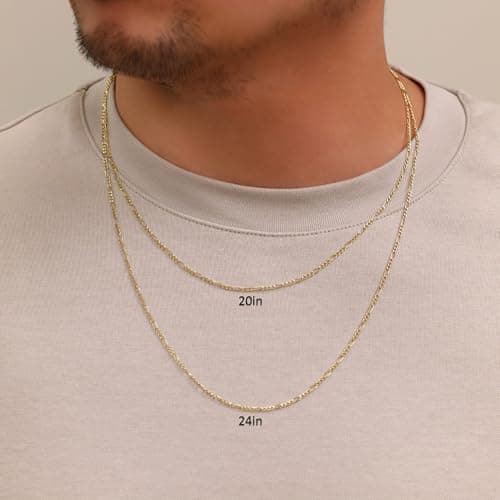 Nuragold Real 10k Yellow Gold Figaro Chain Necklace (16"-26")