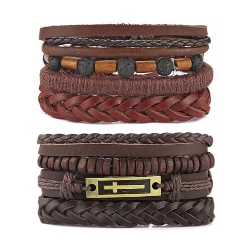 STWTR Mix 8 Wrap Bracelets Hemp Cords Wood Beads