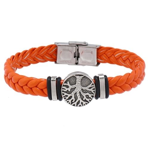 Family Tree of Life Braided Leather Cuff Bracelet for Men and Women