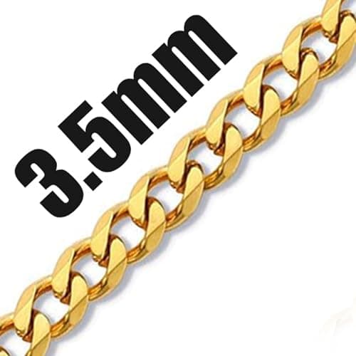 Fiusem Men's 14K Gold Plated Stainless Steel Chain Necklace, Silver Tone/Black, 16-28 Inches