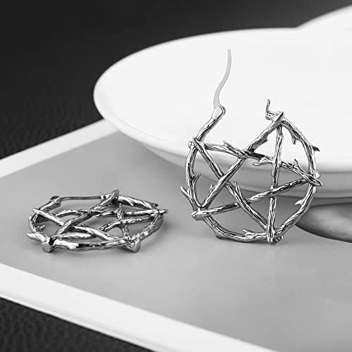 Stainless Steel Pentagram Hoop Earrings for Men and Women
