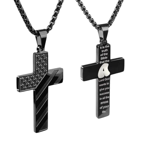 Premium Men's REGIS Cross Necklace with 24-Inch Lord's Prayer Pendant