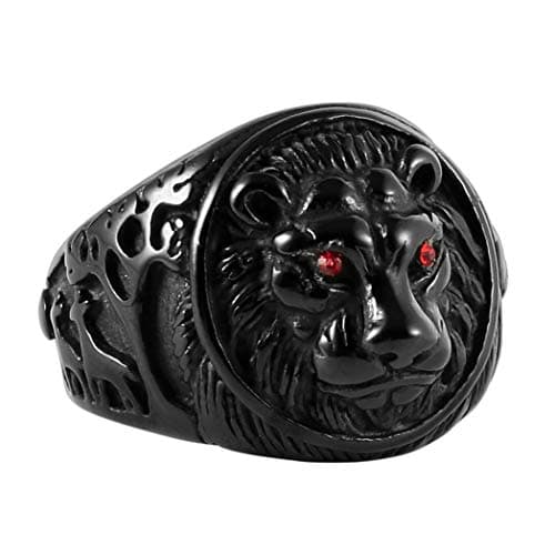 HZMAN Lion Head Shield Biker Ring