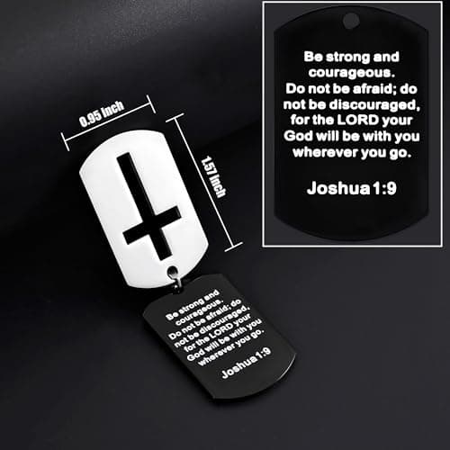 Fiusem Inspirational Bible Verse Cross Necklace for Men, 24 Inch Chain