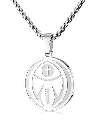 Stainless Steel Sports Pendant Necklace with Bible Verse - Luke 1:37