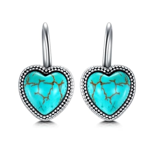 Lvoryance Genuine 10-11mm Green Turquoise Leverback Earrings