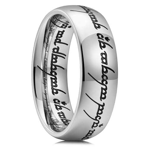 King Will Men's 7/8mm One Lord Magic Power Gold/Black/Silver Polished Comfort Fit Wedding Band Size 5-15