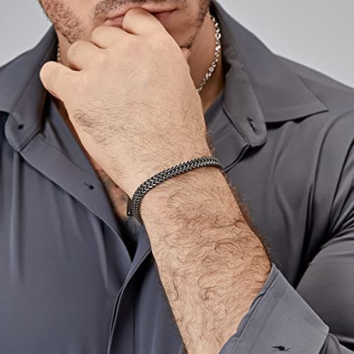 Stainless Steel Magnetic Clasp Mens Franco Chain Bracelet