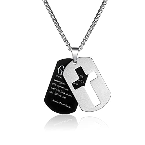Stainless Steel Cross Necklace for Men and Boys with Lord's Prayer Pendant